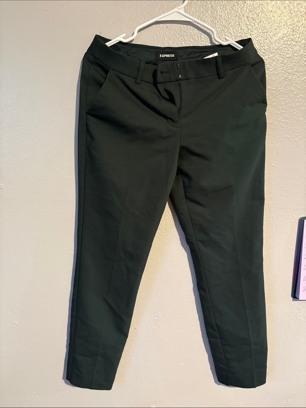 Express Women's Dark Green Tailored Slim Dress Pants